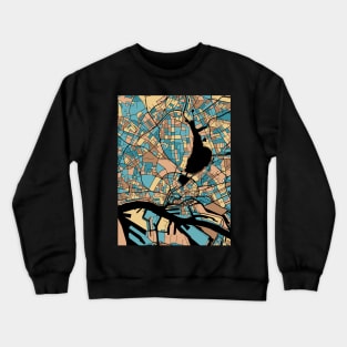 Hamburg Map Pattern in Mid Century Pastel Crewneck Sweatshirt